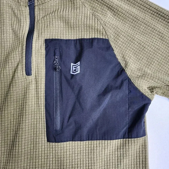 Freedom Industries 1/2 Zip Jacket Waffle Weave Fleece Olive Green Size Small - Picture 5 of 8